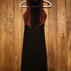 Express Black Maxi Dress with Burgundy Lace Bodice
